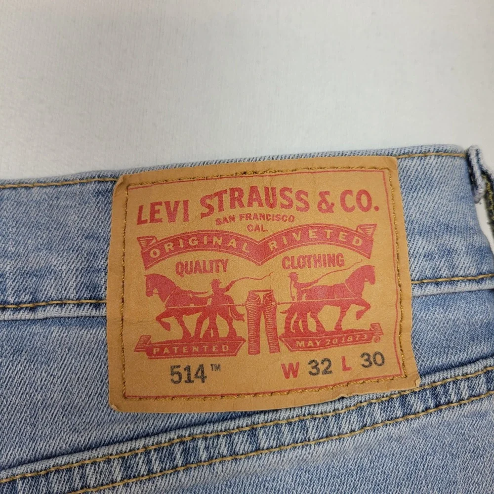 Levi's 514 Straight Jeans Mens 32x30 Light Wash Classic Stretch Denim